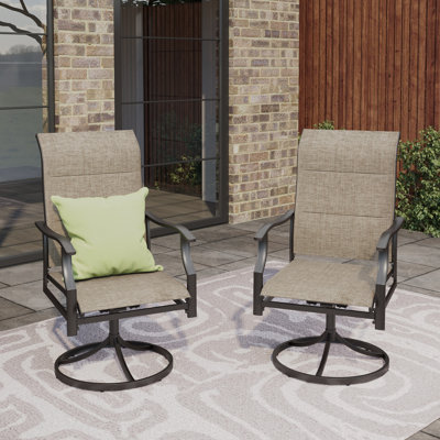 2pcs Swivel Patio Dining Chairs Sling Chairs by Lark Manor