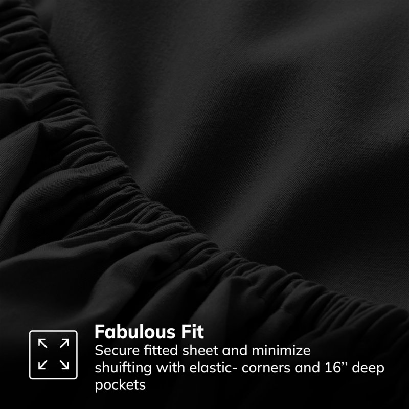 Meliah Microfibre Brushed Fitted Bed Sheet, Black, Super King (6')