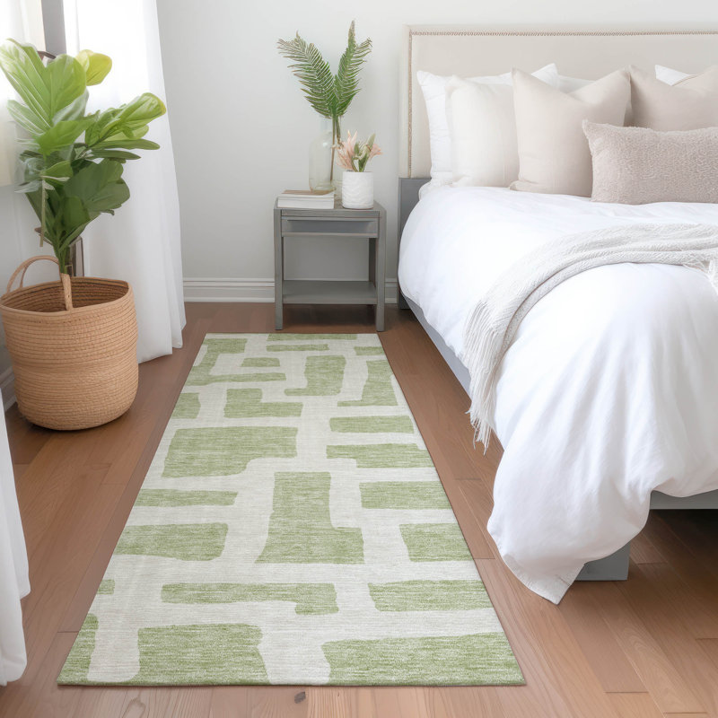 Premium Machine Washable Prisco Aloe Rug, Runner 2'3" x 7'6"