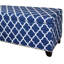 Banc de rangement bleu à rayures de 18 po de hauteur avec siège de 42 po de longueur, hauteur du siège au sol, hauteur de 14,5 po sans les pieds