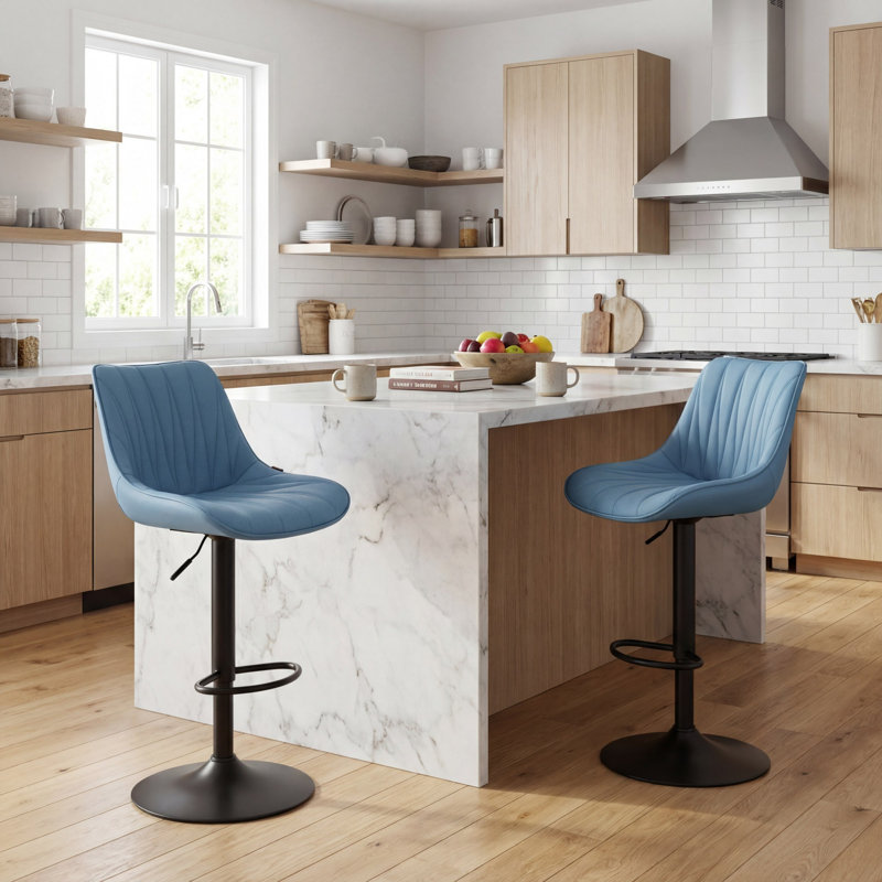 Tabourets de bar pivotants à hauteur réglable Modern, Bleu