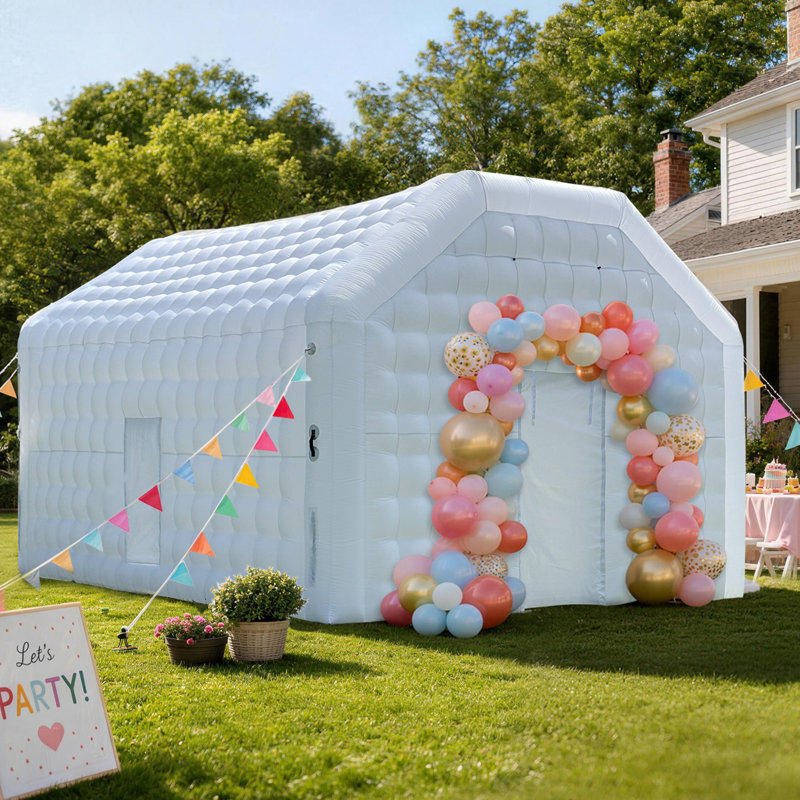 Dôme gonflable blanc 20 'x 16,5' pour boîte de nuit avec ventilateur, H 143 po x l 236,22 po x P 236,22 po, Blanc