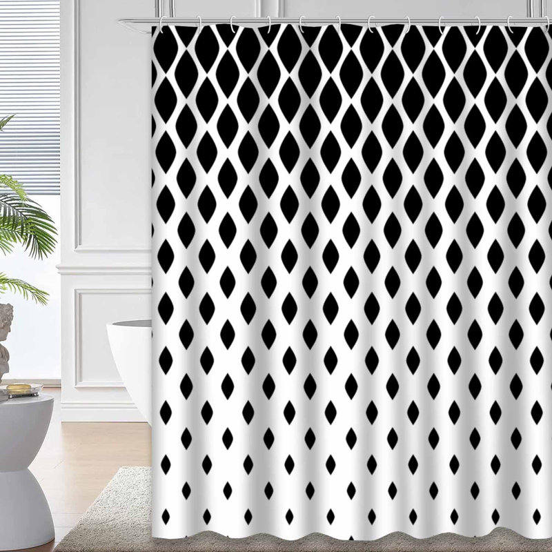 Rideau de douche imperméable à motif géométrique triangulaire moderne avec 12 crochets, L 72 po x l 78 po
