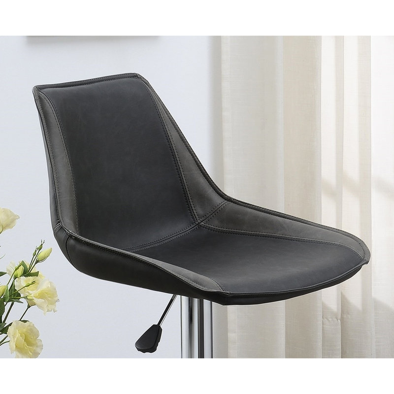 2 x tabourets de bar réglables en ébène, base moderne, sièges recouverts de cuir ciré, 2 unités, cuir, réglable, finition