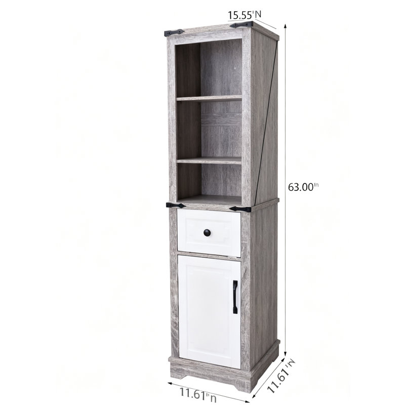 Narrow cabinet,Bathroom Storage Cabinet, Farmhouse Storage Cabinet with Adjustable Shelves & Storage Drawer
