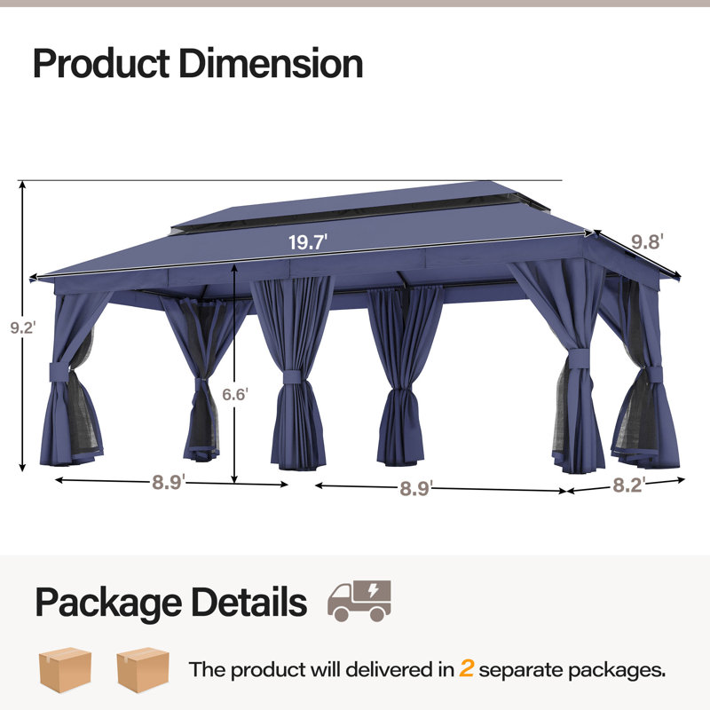 Steel Patio Gazebo, Navy Blue