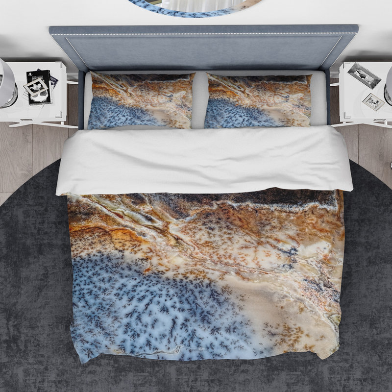 Ensemble de housse de couette tacheté designart mousse agate, Housse de couette grand + 2 taies décoratives