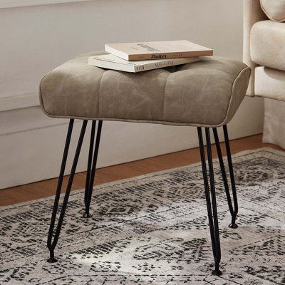 Tabouret de coiffeuse en similicuir avec pieds en métal