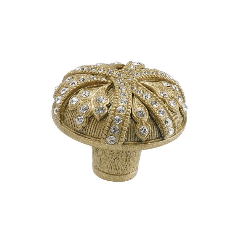 HAMPTON KNOB; ERINITE & LT. COLORADO TOPAZ CRYSTAL MUSEUM GOLD FINISH, Soft Gold