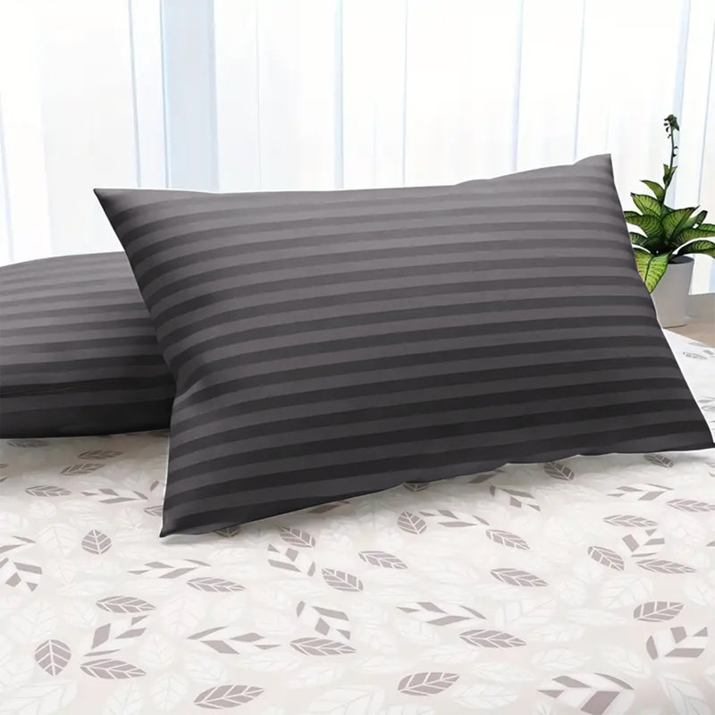 Aspire Homeware Ultra Soft & Breathable Microfiber Striped Pillowcase (Pack Of 2), Grey