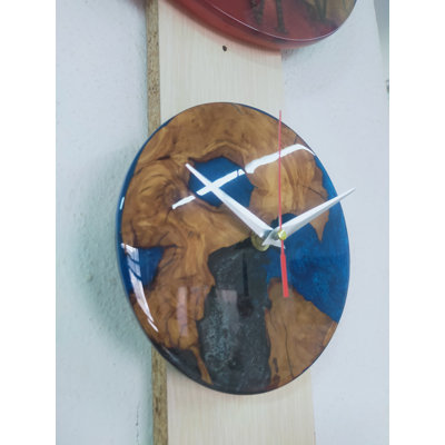 4,7 pouces de diamètre, horloge murale en résine, horloge murale, horloge en bois, décor de bureau, horloge en bois, petite horloge murale