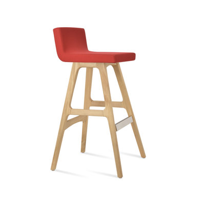 Dallas PR Wood Bar Stool in Red Fabric