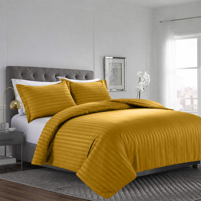 Imperial Homeware London Microfiber Striped Duvet Cover Set with Pillowcases
