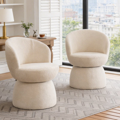 Fauteuil d'appoint rembourré pivotant sans accoudoirs tonneau Boucle