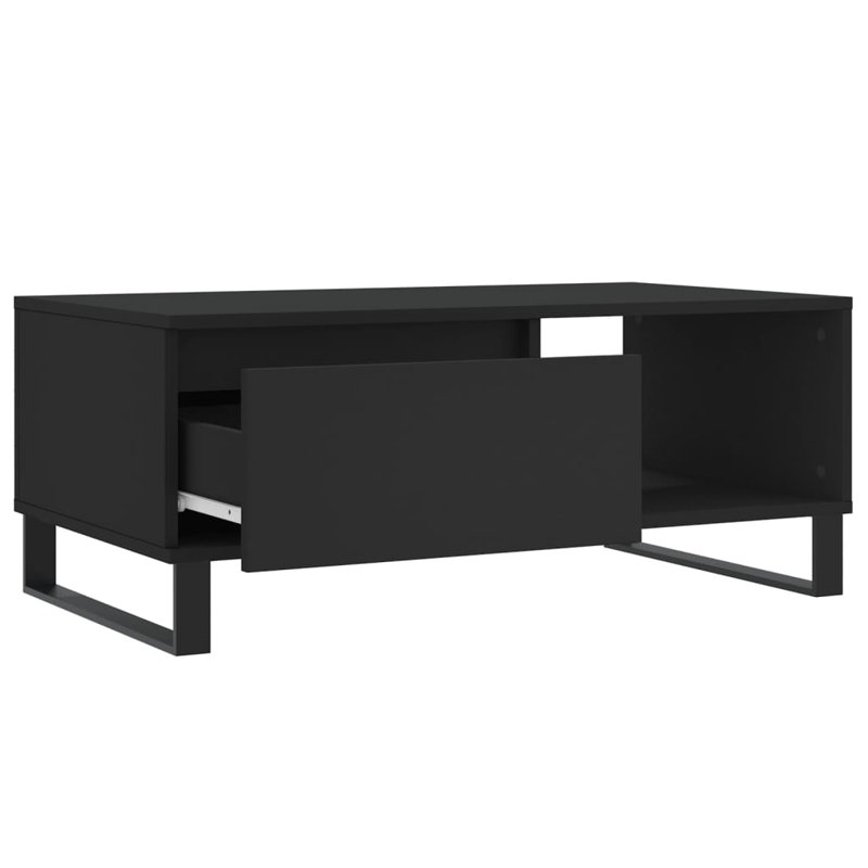 Coffee Table White Engineered Wood, Metal Medium Coffee Table, Black