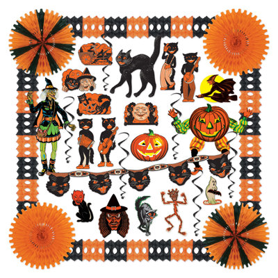 Beistle - multicolore - ensemble de décoration d'Halloween rétro - 1 pièce