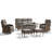 7-Piece Outdoor Wicker Courtyard Fire Pit Conversation Set With Sofa, Swivel Chairs And Ottomans-2084043264