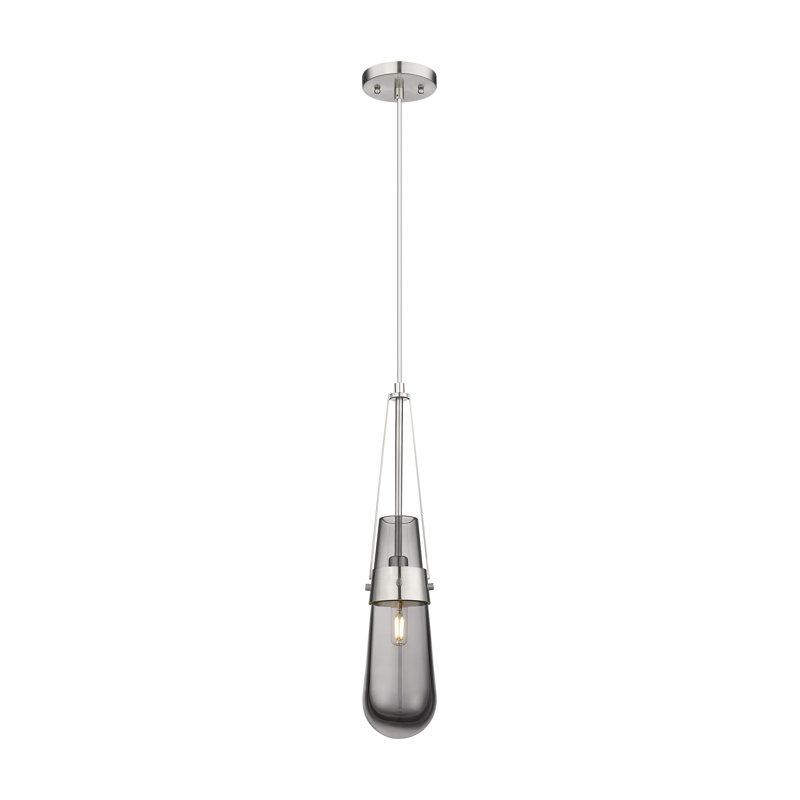 Luminaire suspendu à cordon 4 lumières Milan 1 lumière, Plaqué couleur fumée, Nickel satiné
