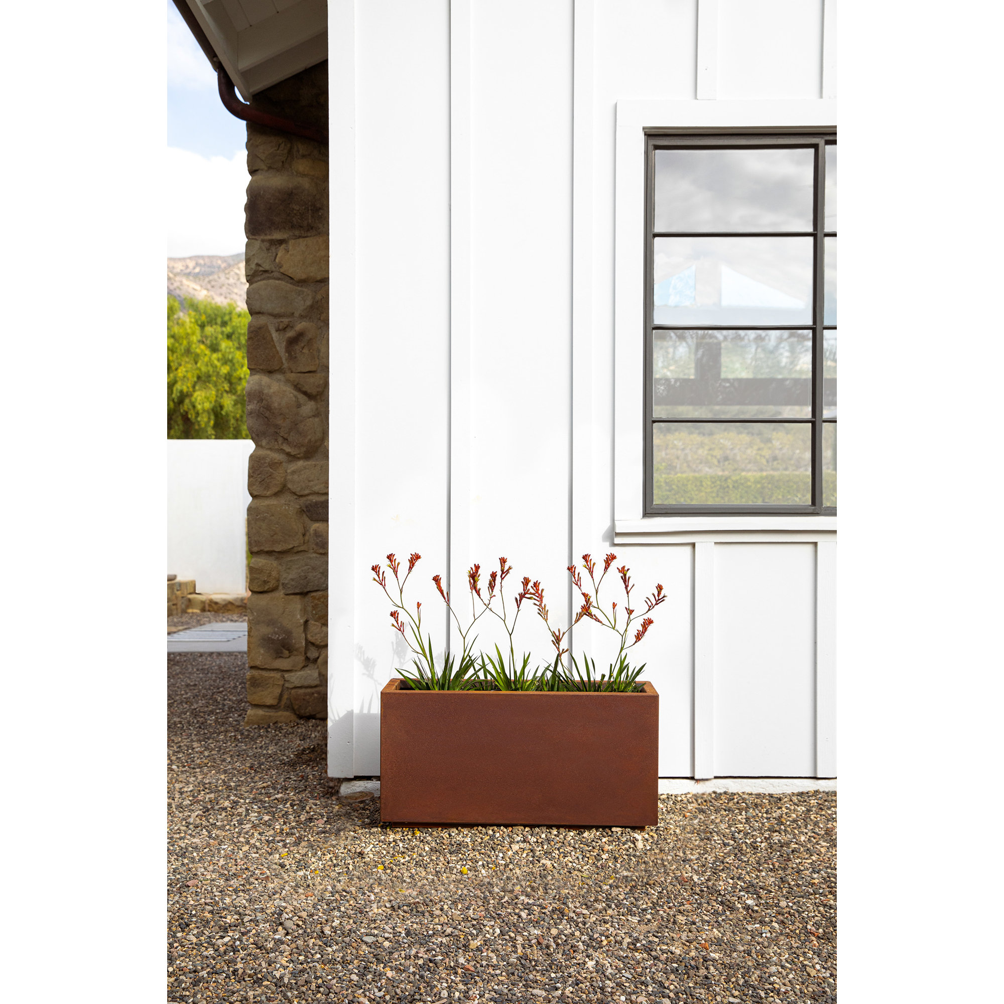 Corten Steel Series Long Box Planter, 16.25" H x 32" W x 10" D