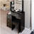 29.2" Small Size Left Bedside Cabinet Vanity Table + Cushioned Stool, Large Sliding, Touch Control, Tri-color Switching, Brightness Adjust LED Mirror, High Capacity Storage, Suitable for Small Space-1411982504