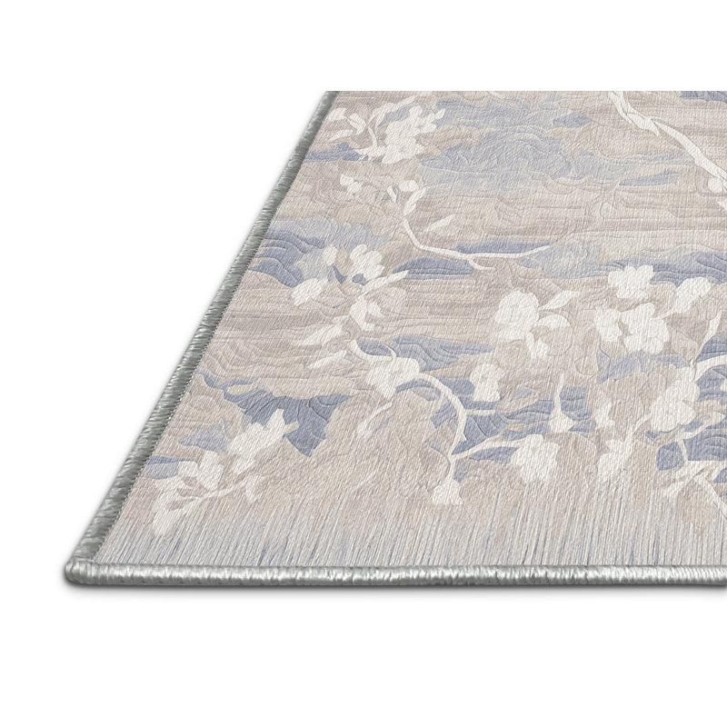 Machine Washable Beige Area Rug, Square 5'