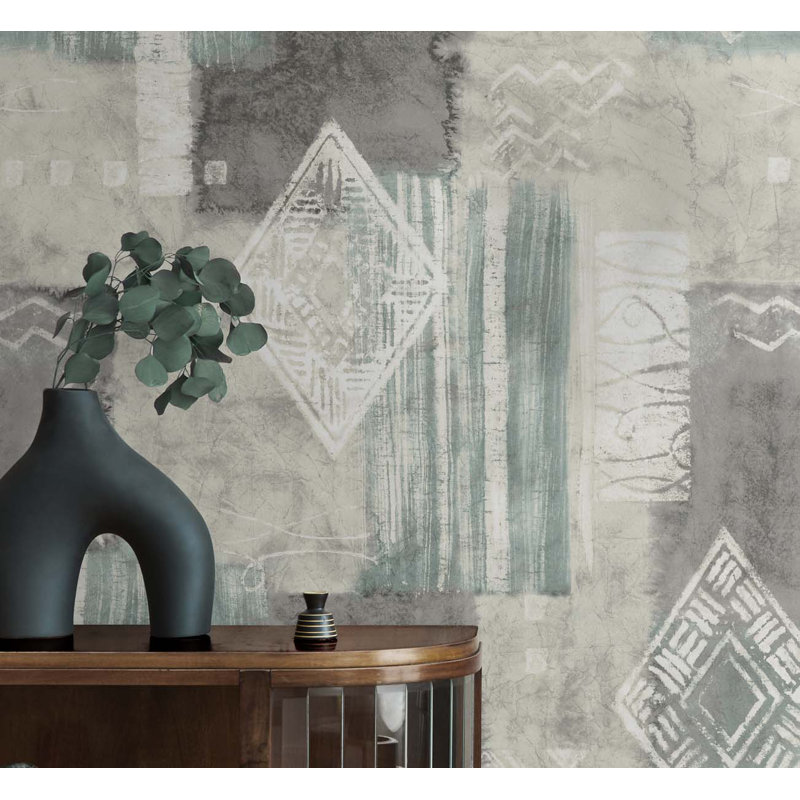Getrude Abstract Roll, Metallic Silver/Blue