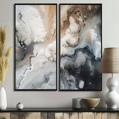 Abstract Marble With Copy Space III - Gray Canvas Prints 2-Panels