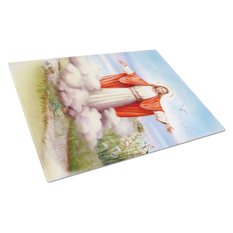 Caroline's Treasures Easter Jesus is Risen Glass Cutting Board