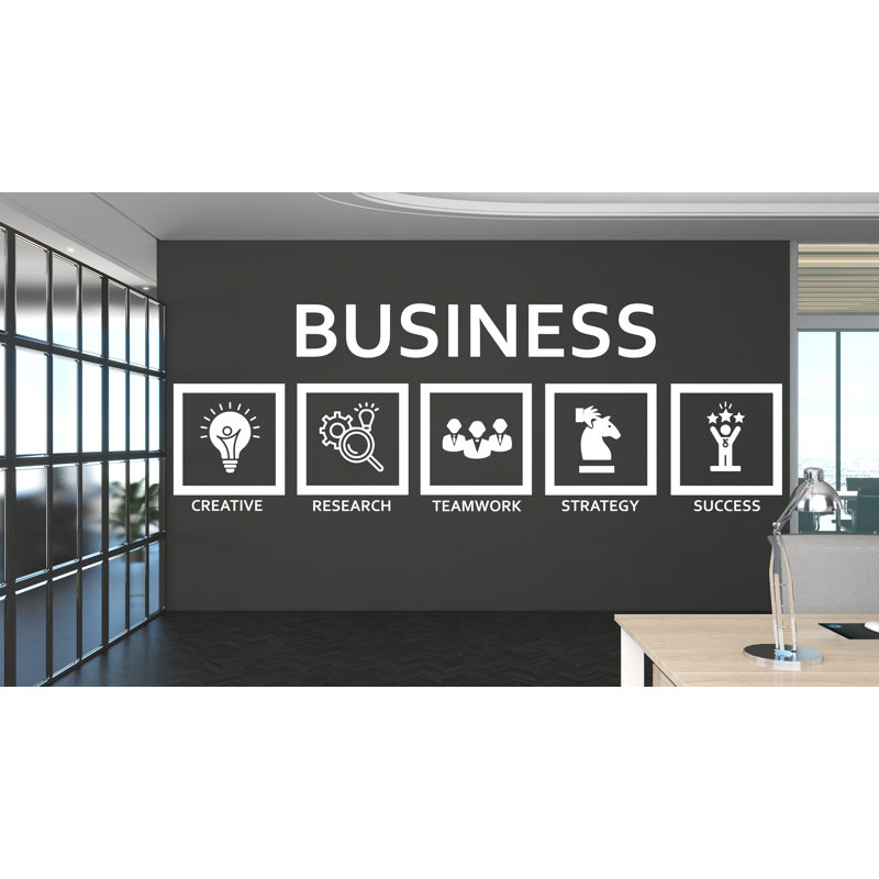 Adhésif décoratif «Business Core Values» - art mural de bureau avec des icônes, décor de lieu de travail de motivation, cadeau d'entrepreneur 585DLU