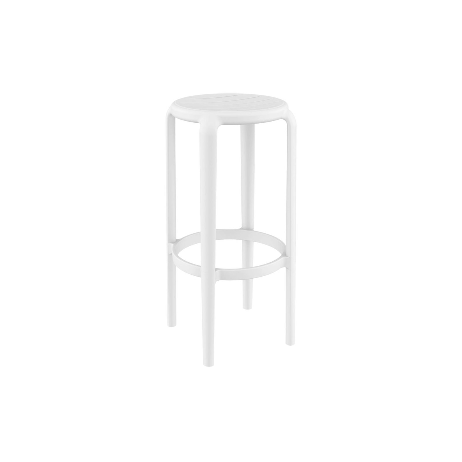 Awan Backless Outdoor Bar Stool, White, 29.75"