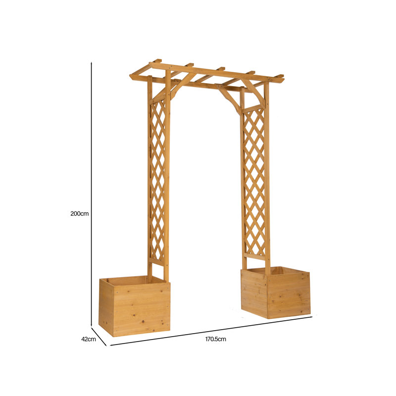 Aubreyelle 433.07cm W x 106.68cm D Solid Wood Arbour in Natural