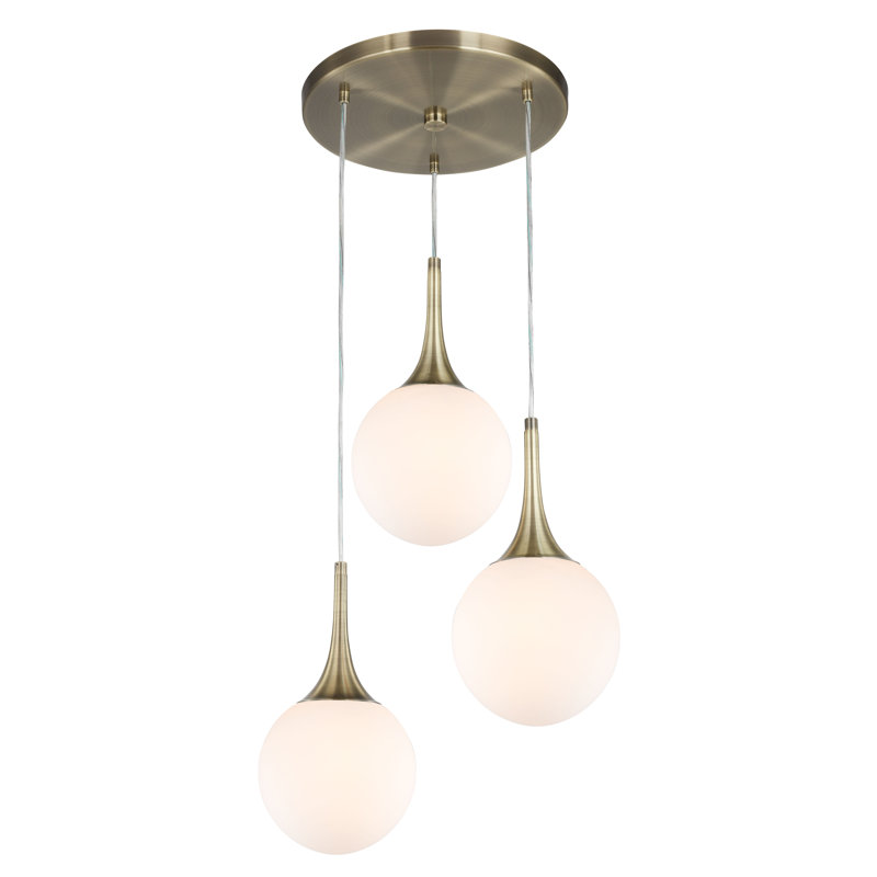 Luminaire suspendu en grappe 3 lumières Ovellette, Chrome, Opale