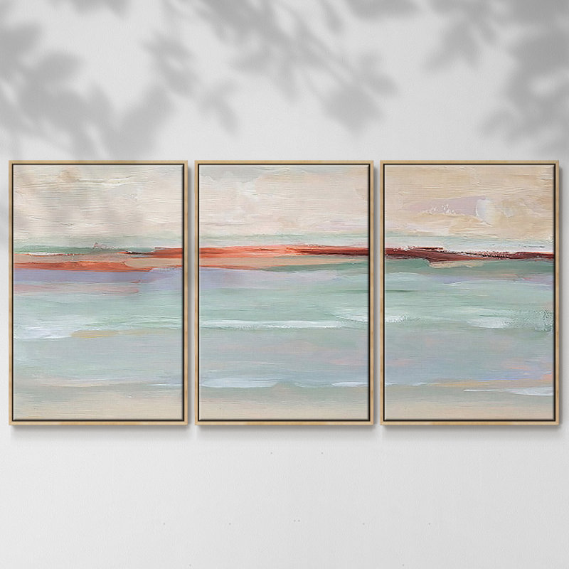 Sienna Horizon I - 3 pièces, reproduction sur toile, H 36 po x l 75 po x P 2 po, Naturel