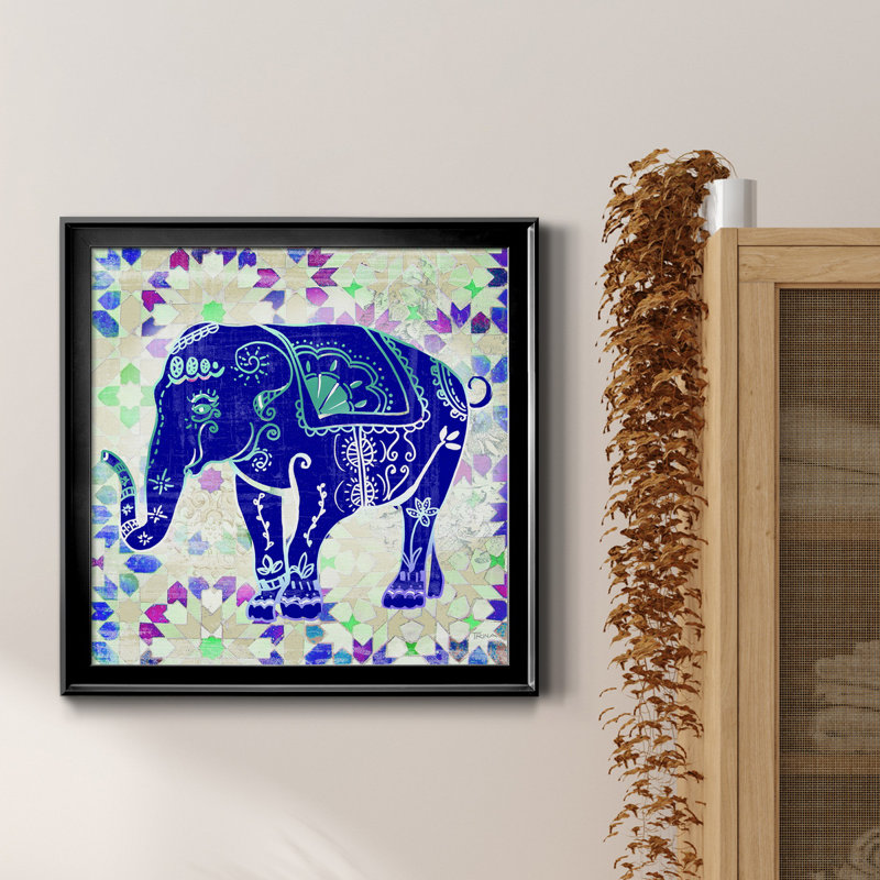 «Painted Elephant II», reproduction d'art graphique sur toile encadrée, H 26,5 po x l 26,5 po x P 1,5 po, Cadre noir