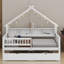 Lits plateforme en bois avec DEL, tablettes de rangement, tiroirs et garde-corps-768879416