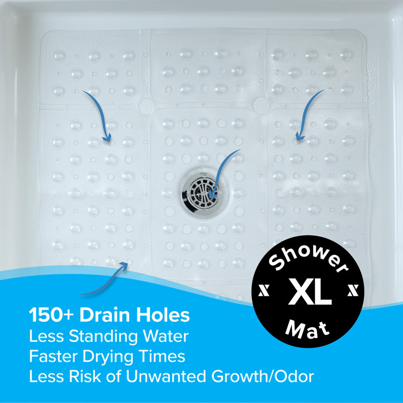 Clear Extra Large Non-Slip Square Shower Mat, 27"