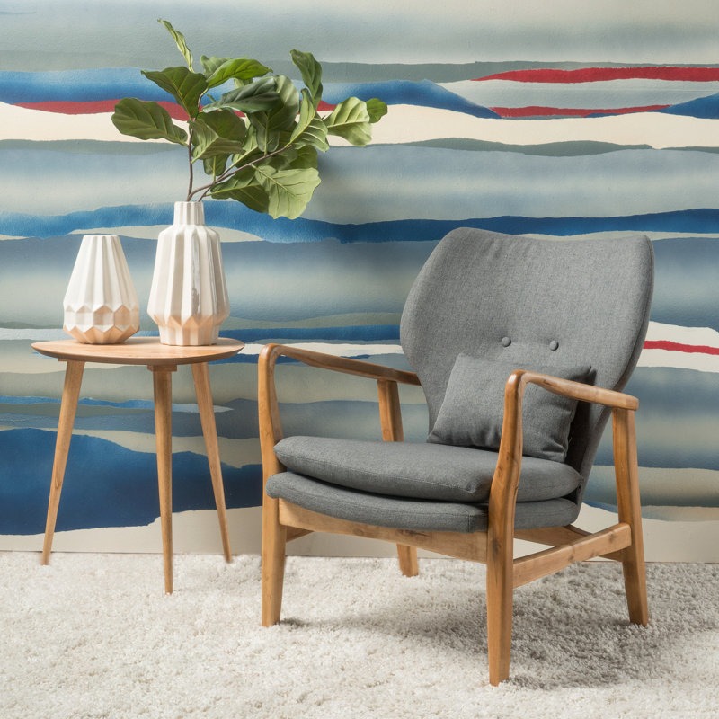 [Vidéo fournie] CHAISE CLUB, fauteuil club à structure en bois, gris