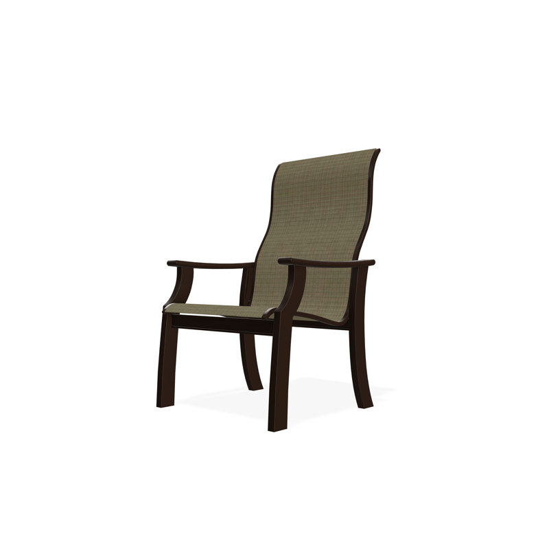 St. Catherine Sling Marine Grade Polymer Supreme Arm Chair, Beachwood, Elevation Stone