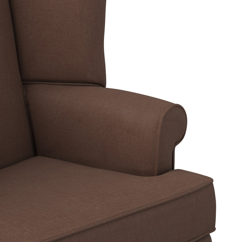 Lucious Upholstered Wingback Chair, Brown