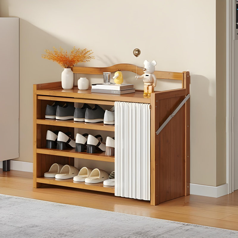 Simple Shoe Rack For Home - Narrow Foldable Multi-Layer Shoe Cabinet, Space-Saving Storage Organizer For Indoor/Entryway, Tan