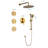1-Spray 11.8 In. Wall-Mounted Dual Fixed And Handheld Shower Head 2.5 GPM With Slide Bar, Body-Sprays In Brushed Gold