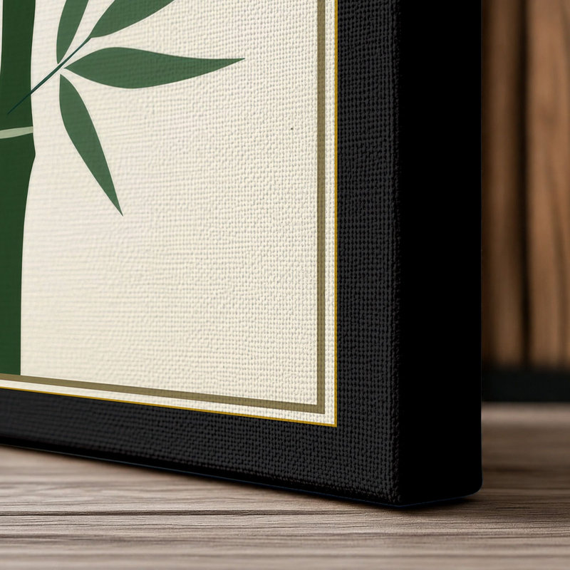 Bamboo Study Japandi - Wrapped Canvas, 36x24 - 91.4 x 61.0 cm, Black Border