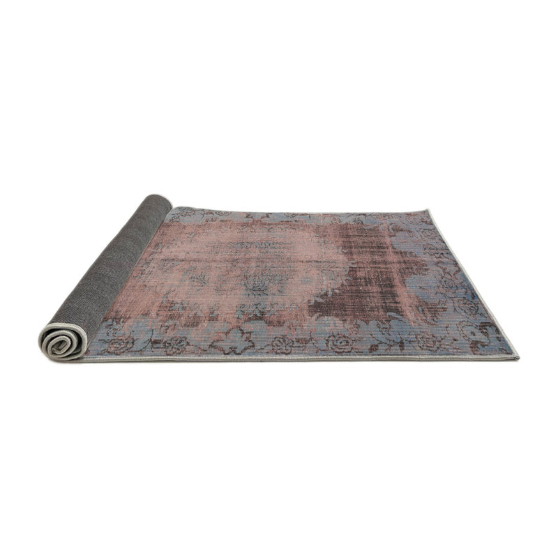 Laine Tapis décoratif bleu marine de style oriental, Rond 8 pi