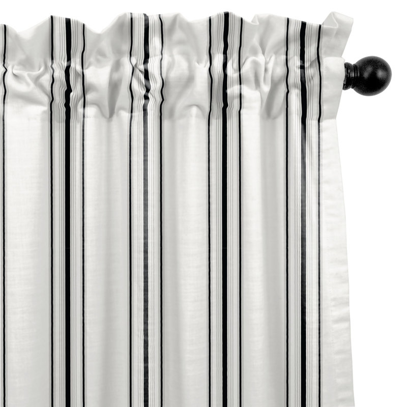 August Stripe Rod Pocket Drapery Panels - Pair, Ebony, 50" W x 36" L