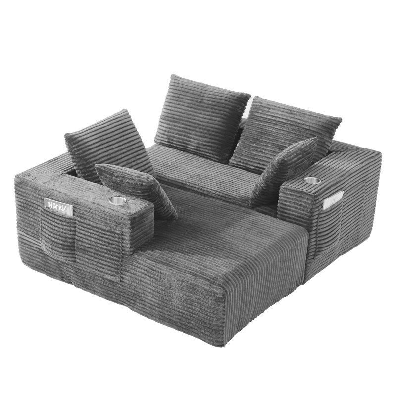 Canapé modulaire avec coussins à ressorts et tissu en velours côtelé