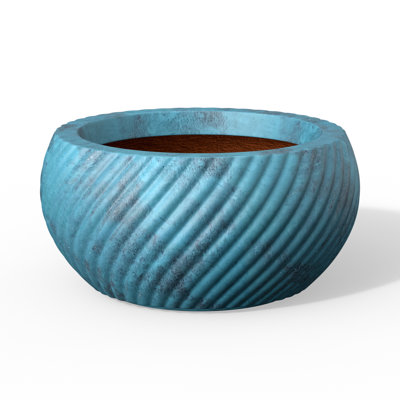 11 in. Turquoise（Upgraded Interior） Concrete Round Planter / Pot with Drainage Holes for Indoor & Outdoor
