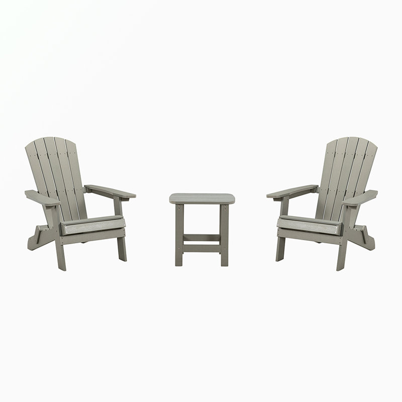 Chaise Adirondack en plastique avec table Bethanne, gris