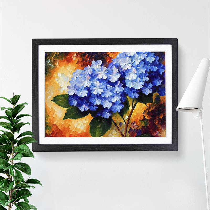 Hydrangea Flower Vol.1 - Single Picture Frame Painting, Black, 25cm H x 34cm W x 2cm D