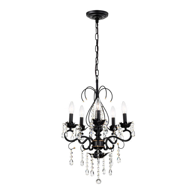 Luminaire suspendu moderne à 6 lumières VBANPA Crystal Chandeliers Clear Chandelier, Noir