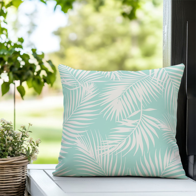 Coussin décoratif d'extérieur Waving Palms, Comme neuf, Carré 16 po